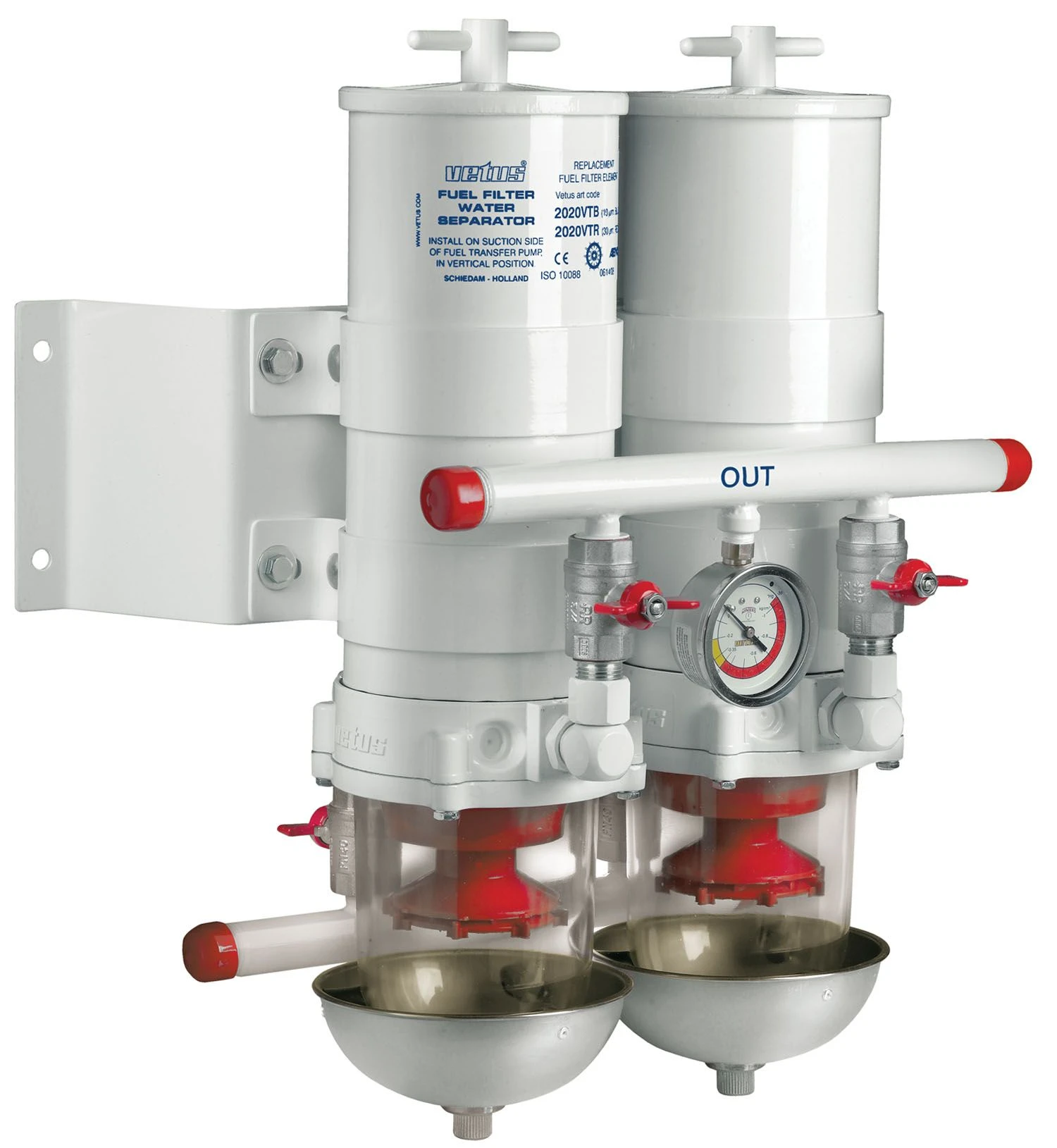 VETUS water separator/fuel filter, 2 in line, 30-micron, max. 12lt/min