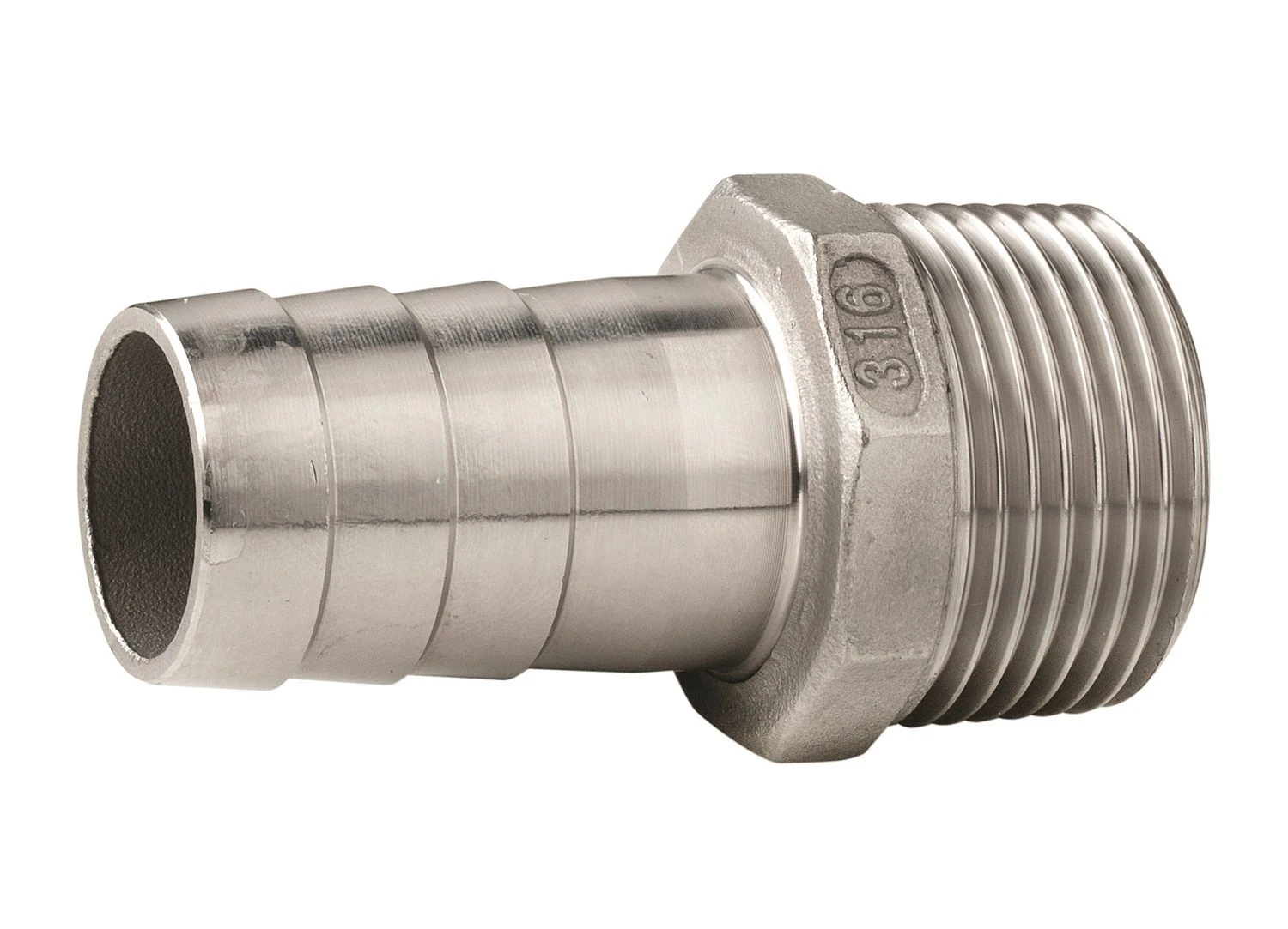 Hose connector, stainless steel, male thread, G3/4'', hose Ø 25 mm
